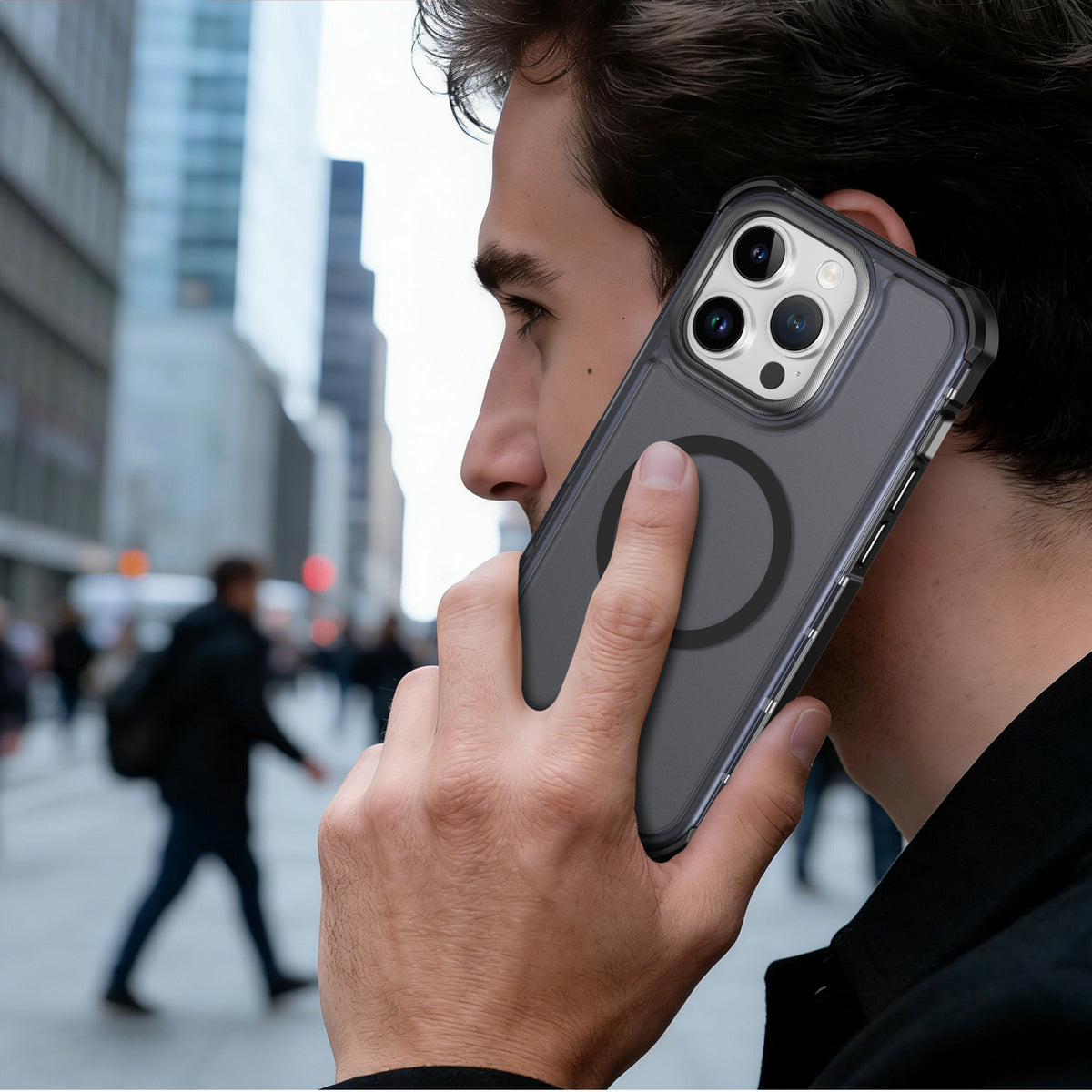 Til iPhone 14 Pro Max magnetisk etui elektrobelagt ramme hudvenligt TPU+PC telefoncover