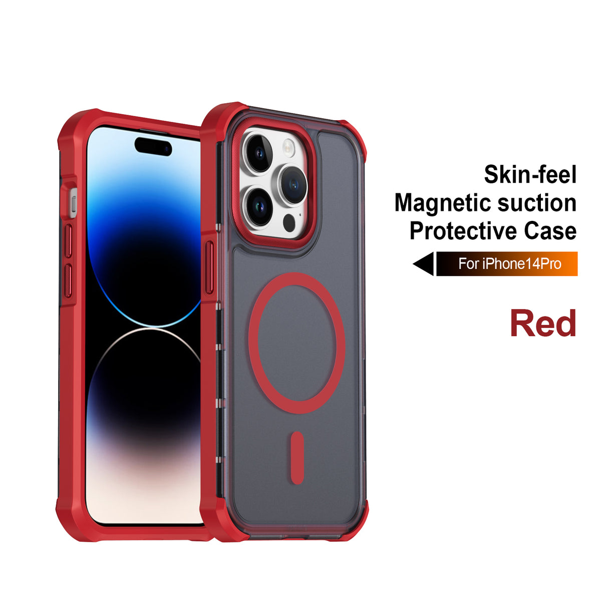 Til iPhone 14 Pro Max magnetisk etui elektrobelagt ramme hudvenligt TPU+PC telefoncover