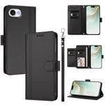 For iPhone 16e / iPhone 17e Case 9 Card Slots PU Leather Flip Wallet Phone Cover with Hand Strap
