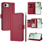 For iPhone 16e / iPhone 17e Case 9 Card Slots PU Leather Flip Wallet Phone Cover with Hand Strap