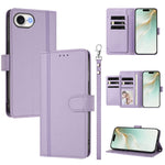 For iPhone 16e / iPhone 17e Case 9 Card Slots PU Leather Flip Wallet Phone Cover with Hand Strap