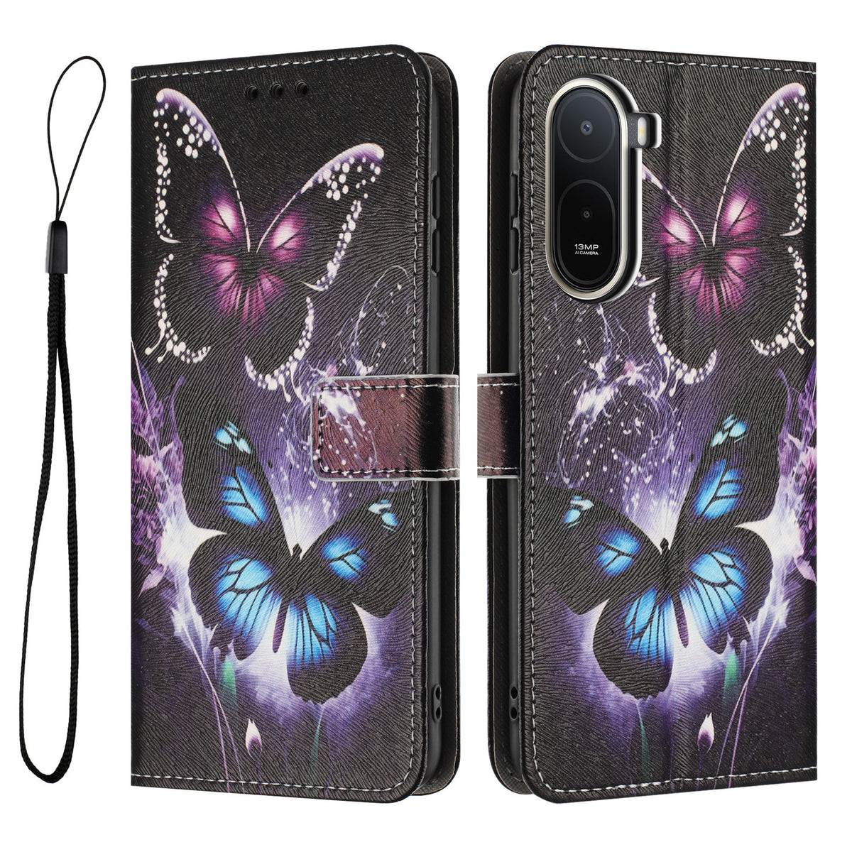 For Xiaomi Poco C85x 5G / Redmi A7 Pro 4G (171.56mm) Wallet Case Pattern Printing PU Leather Phone Cover with Lanyard