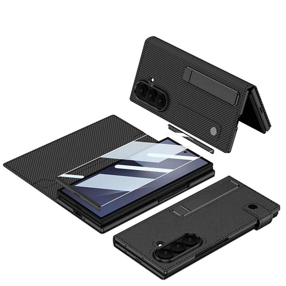 GKK for Samsung Galaxy Z TriFold 5G Wallet Case Rotating Stand Flip Leather Cover with Front Screen Protector