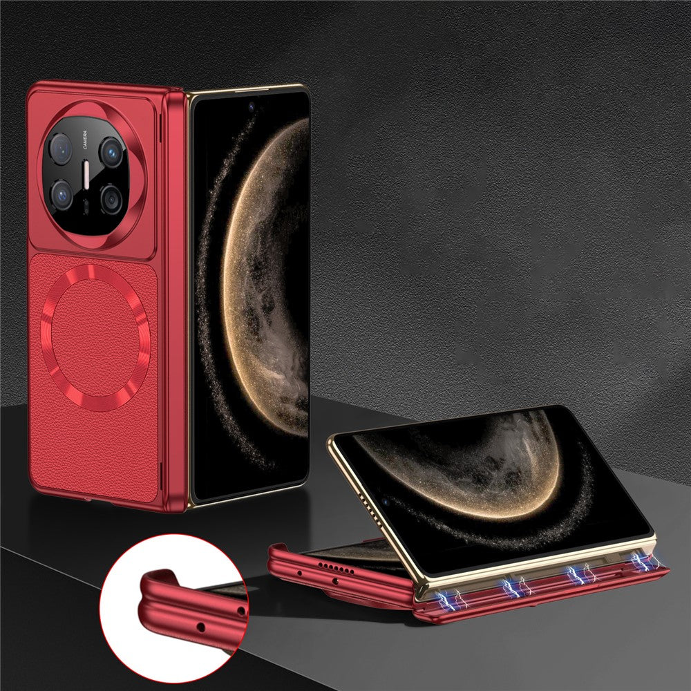 GKK For Huawei Mate X5 Magnetic Case Dual-Axis Hinge PU Leather + PC Phone Cover