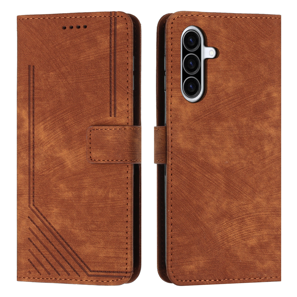 For Samsung Galaxy A27 5G Stand Case Imprinted Lines Leather Phone Cover