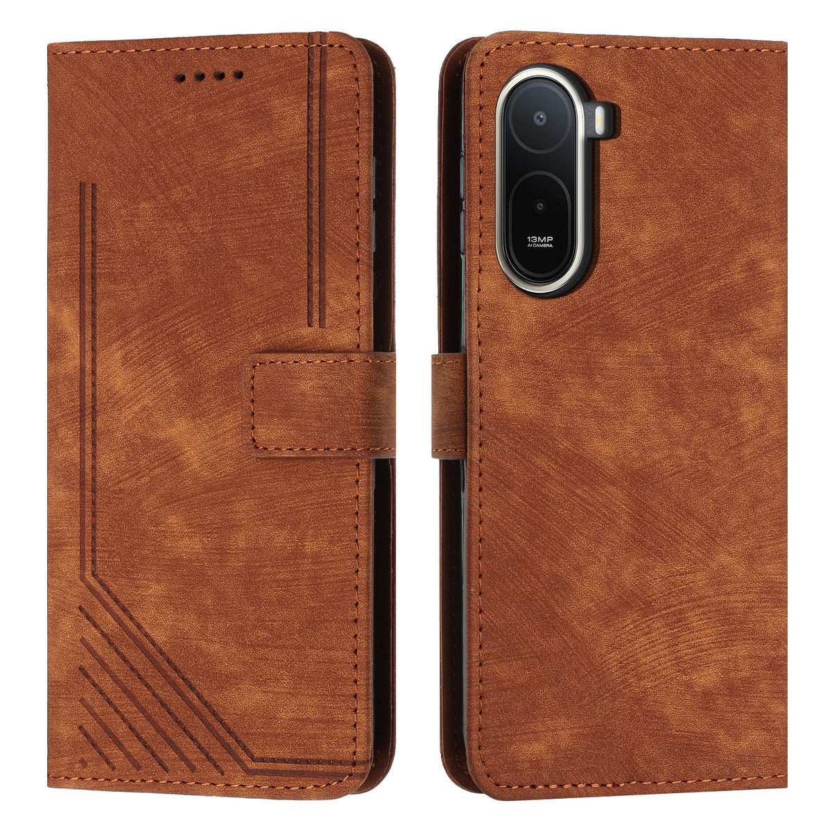 For Xiaomi Poco C85x 5G / Redmi A7 Pro 4G (171.56mm) Stand Case Imprinted Lines Leather Phone Cover