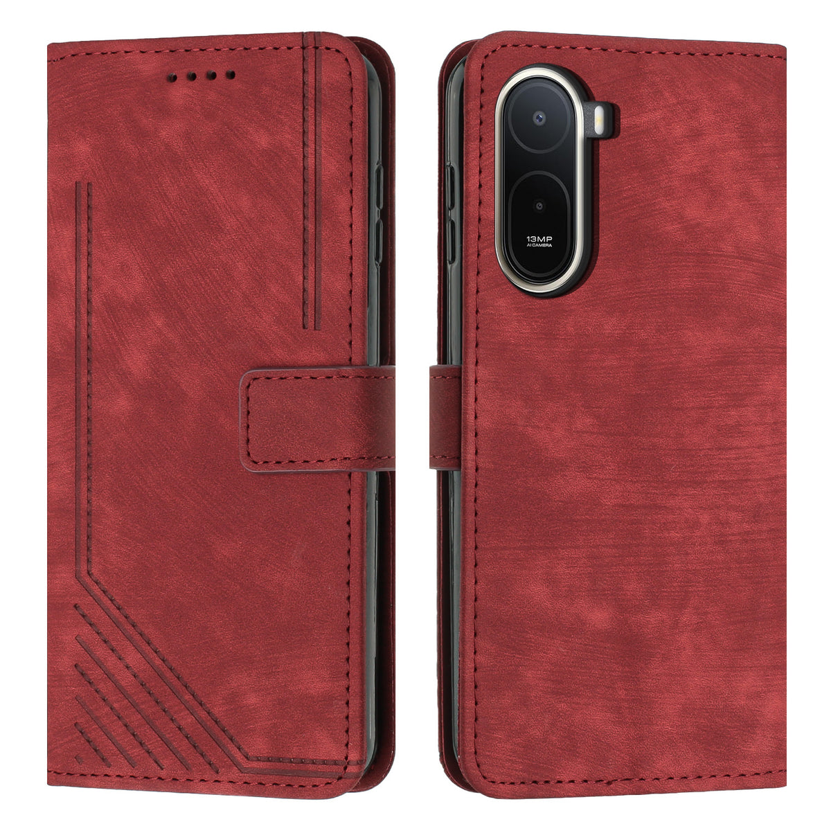 For Xiaomi Poco C85x 5G / Redmi A7 Pro 4G (171.56mm) Stand Case Imprinted Lines Leather Phone Cover