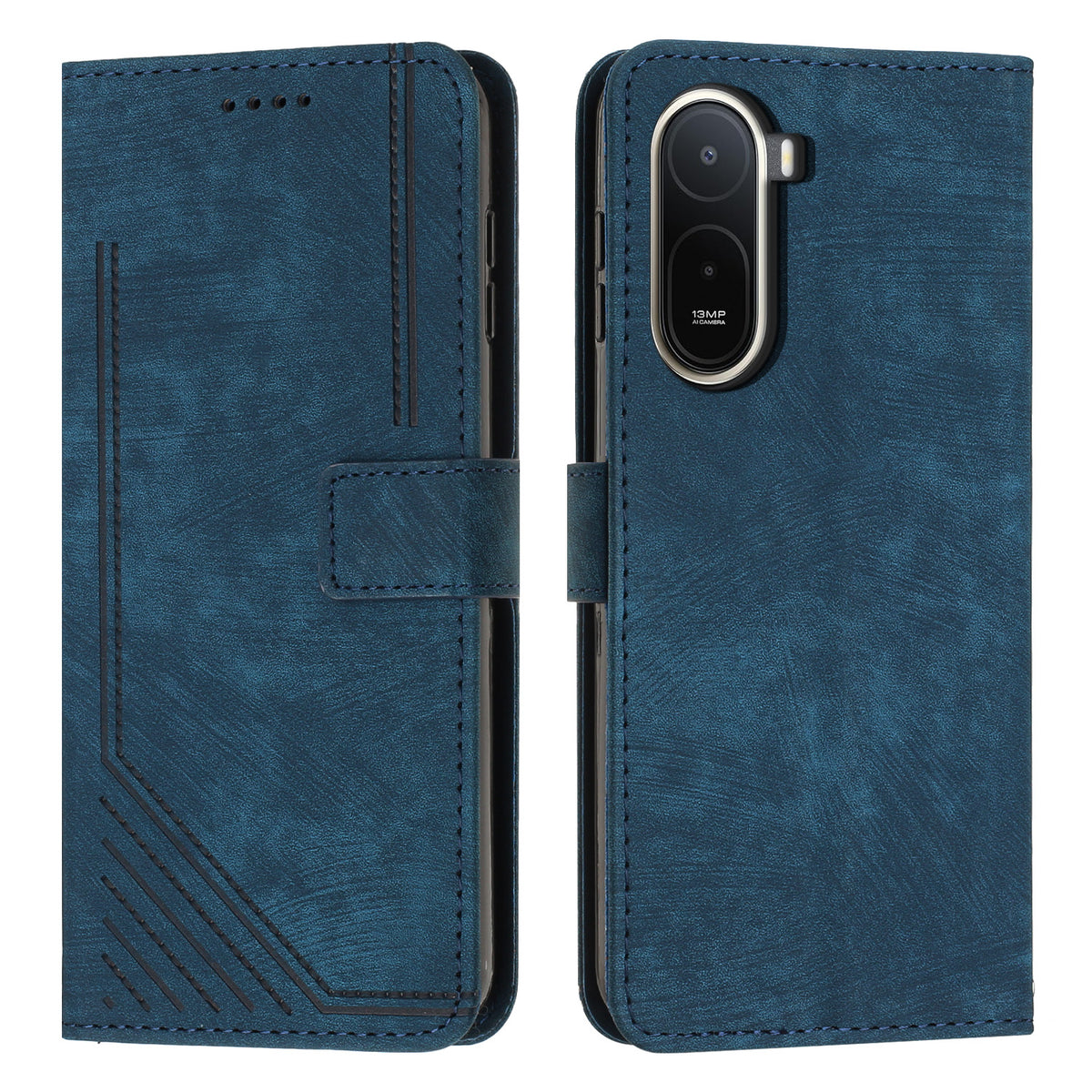 For Xiaomi Poco C85x 5G / Redmi A7 Pro 4G (171.56mm) Stand Case Imprinted Lines Leather Phone Cover