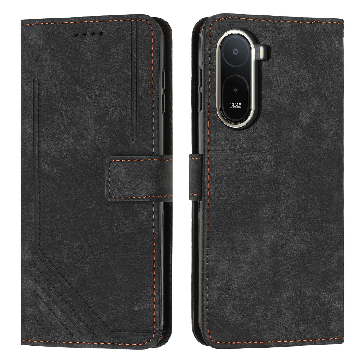 For Xiaomi Poco C85x 5G / Redmi A7 Pro 4G (171.56mm) Stand Case Imprinted Lines Leather Phone Cover