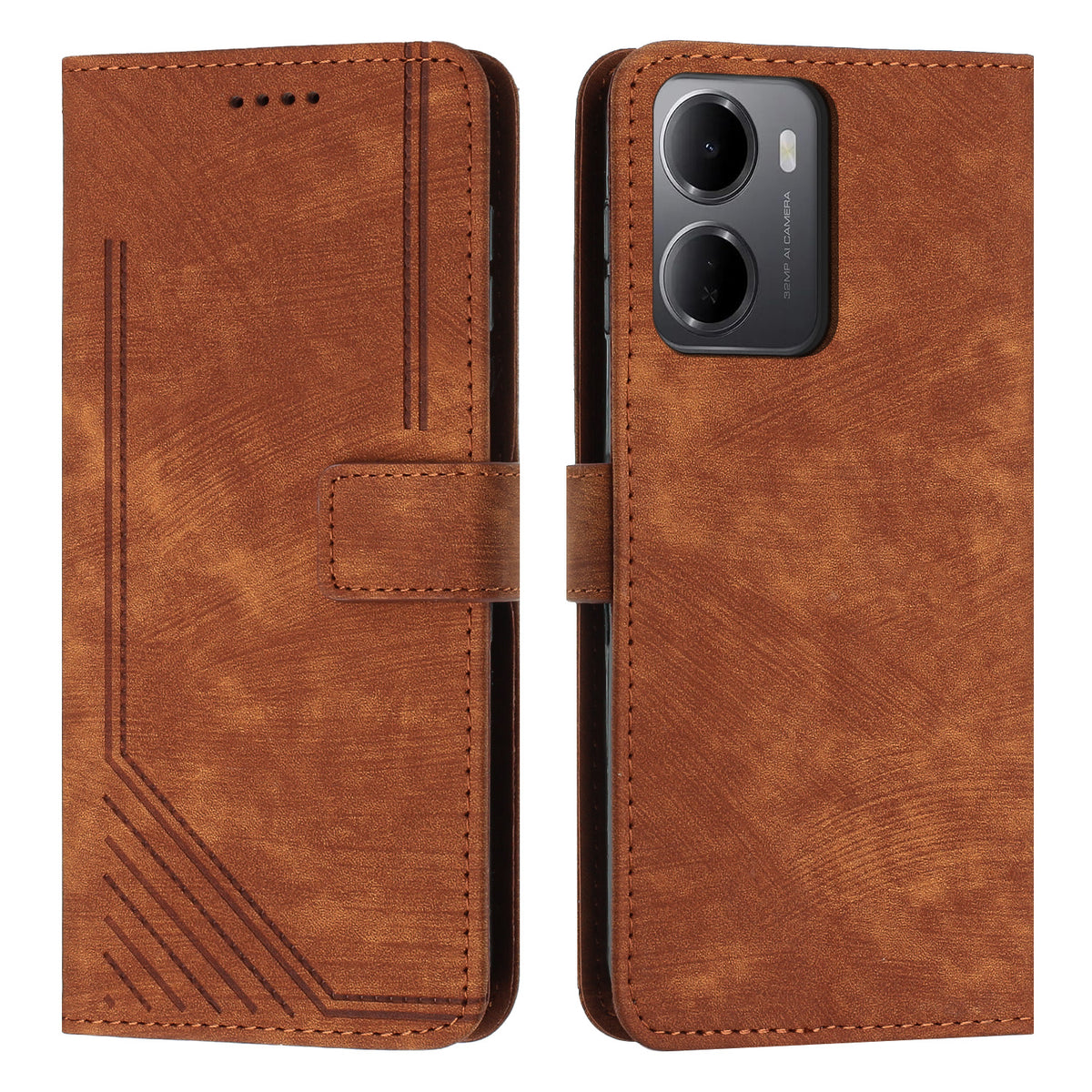 For Xiaomi Redmi 15a 5G Stand Case Imprinted Lines Leather Phone Cover