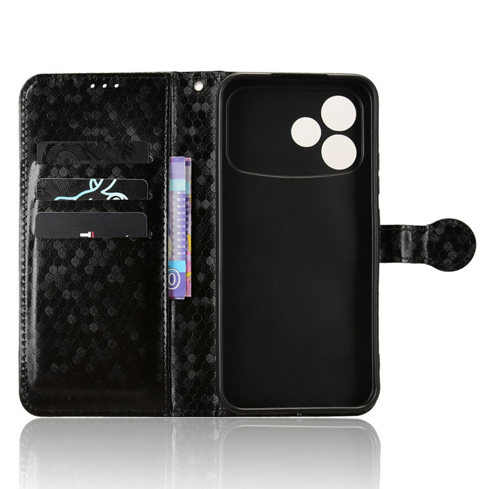For Oppo F33 Pro 5G Wallet Case Dot Pattern Imprint PU Leather Phone Cover with Wrist Strap