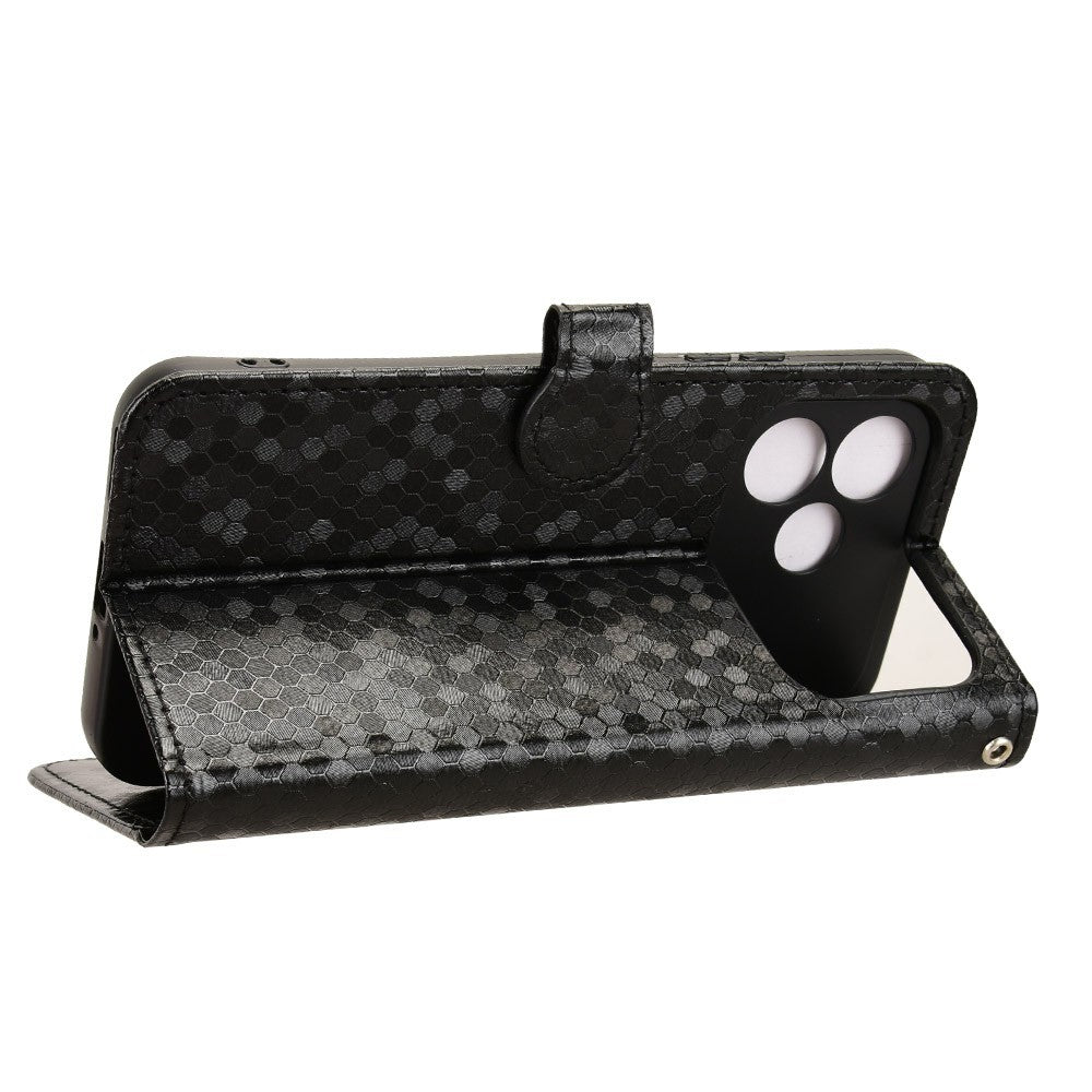 For Oppo F33 Pro 5G Wallet Case Dot Pattern Imprint PU Leather Phone Cover with Wrist Strap