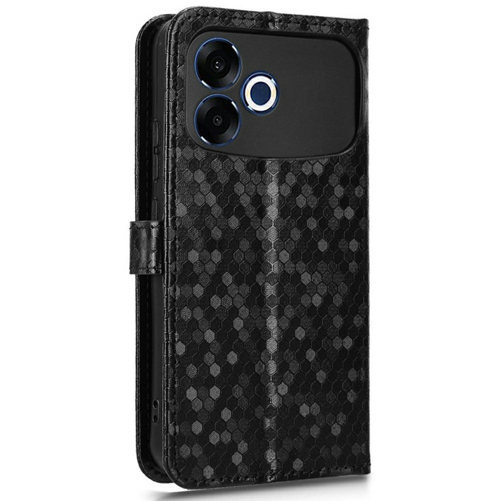 For Oppo F33 Pro 5G Wallet Case Dot Pattern Imprint PU Leather Phone Cover with Wrist Strap
