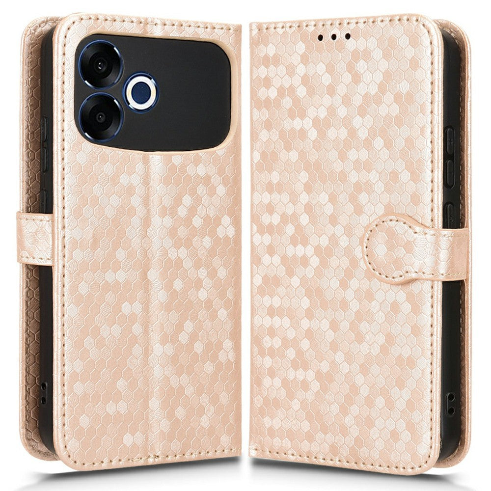 For Oppo F33 Pro 5G Wallet Case Dot Pattern Imprint PU Leather Phone Cover with Wrist Strap