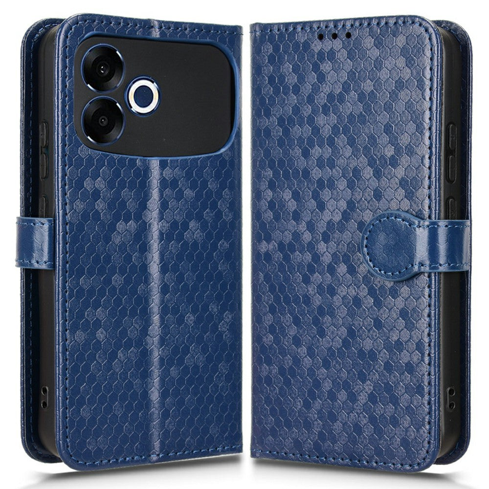 For Oppo F33 Pro 5G Wallet Case Dot Pattern Imprint PU Leather Phone Cover with Wrist Strap