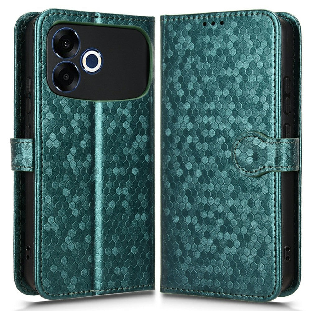 For Oppo F33 Pro 5G Wallet Case Dot Pattern Imprint PU Leather Phone Cover with Wrist Strap