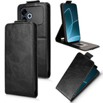 For Oppo F33 Pro 5G Stand Case Magnetic Clasp Vertical Flip Leather Phone Cover with Card Holder- Black