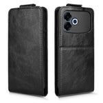 For Oppo F33 Pro 5G Stand Case Magnetic Clasp Vertical Flip Leather Phone Cover with Card Holder- Black