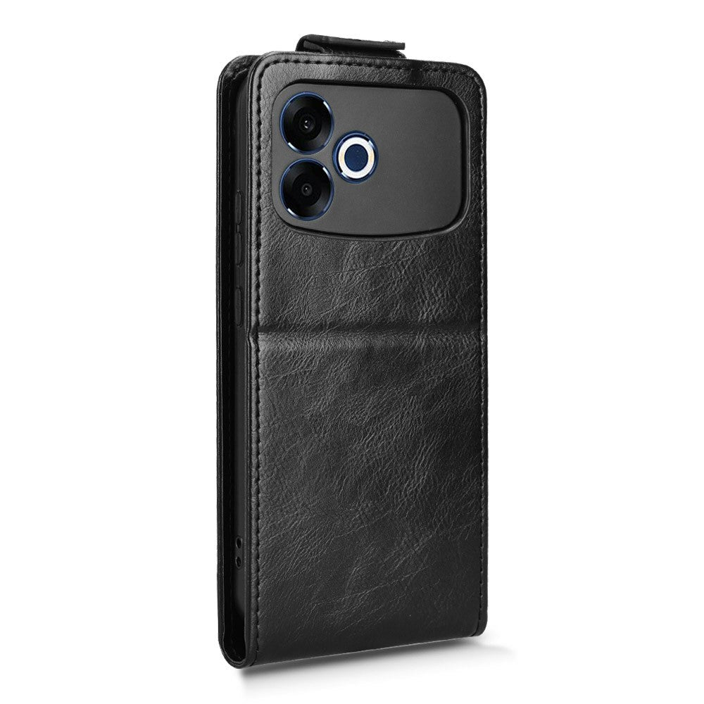 For Oppo F33 Pro 5G Stand Case Magnetic Clasp Vertical Flip Leather Phone Cover with Card Holder- Black