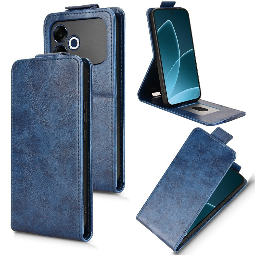 For Oppo F33 Pro 5G Stand Case Magnetic Clasp Vertical Flip Leather Phone Cover with Card Holder- Black