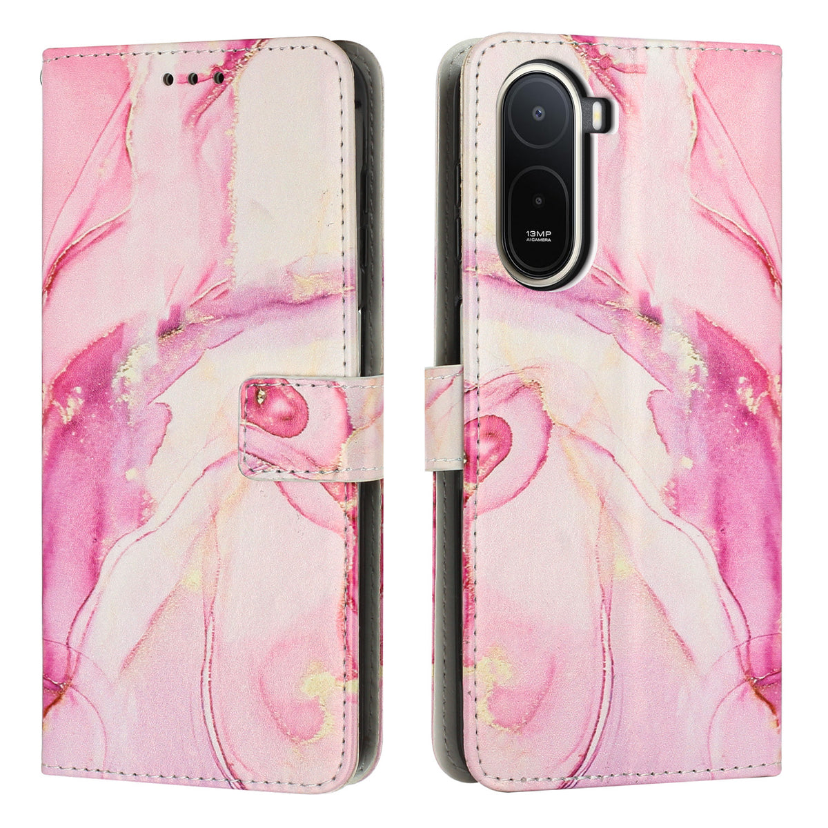 For Xiaomi Poco C85x 5G / Redmi A7 Pro 4G (171.56mm) Stand Case Marble Pattern PU Leather Wallet Phone Cover