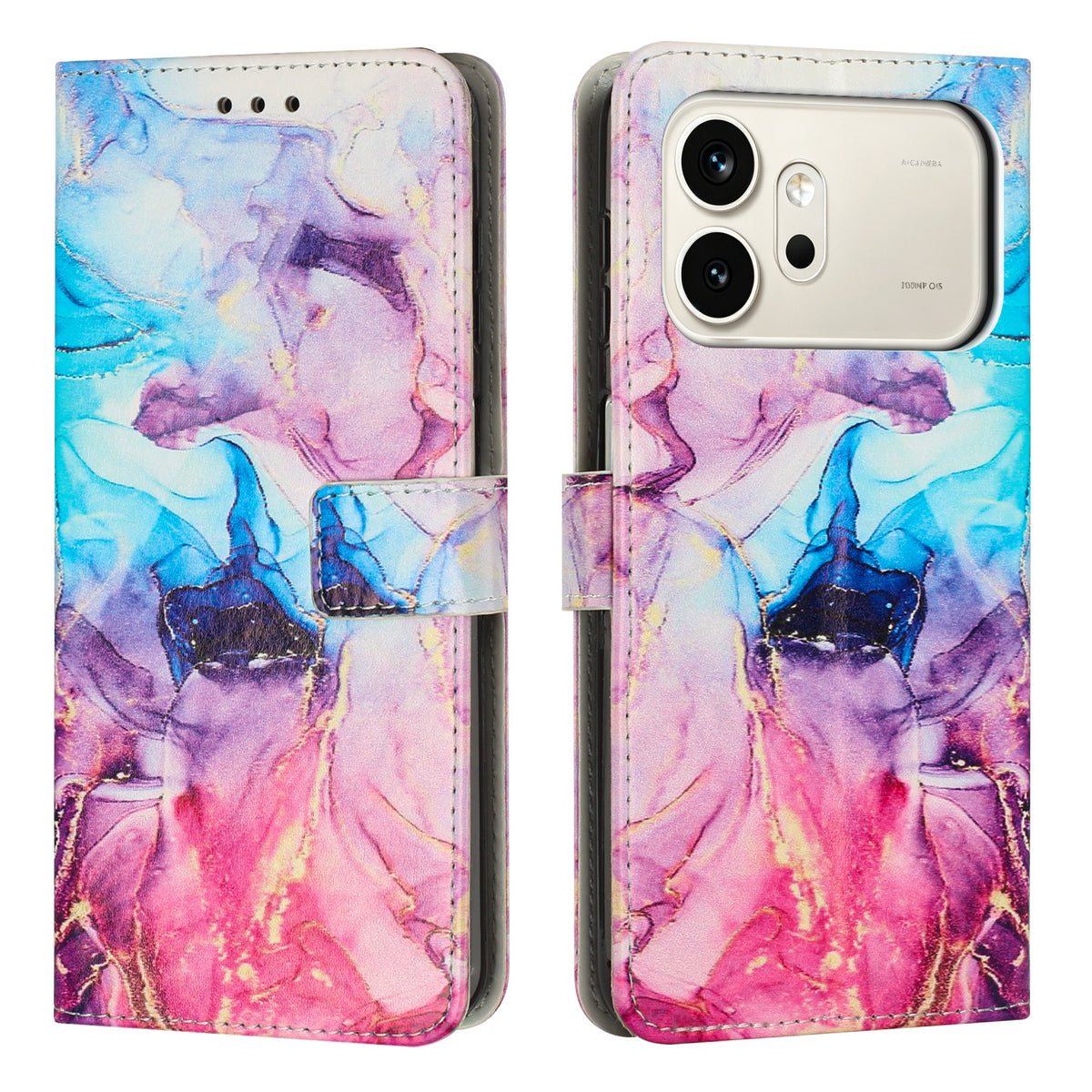 For Honor 600 5G / Honor 600 Pro 5G Stand Case Marble Pattern PU Leather Wallet Phone Cover