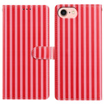 For iPhone 16e / iPhone 17e Wallet Case Vintage Stripes Leather Stand Flip Phone Cover with Wrist Strap