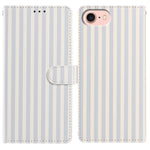 For iPhone 16e / iPhone 17e Wallet Case Vintage Stripes Leather Stand Flip Phone Cover with Wrist Strap