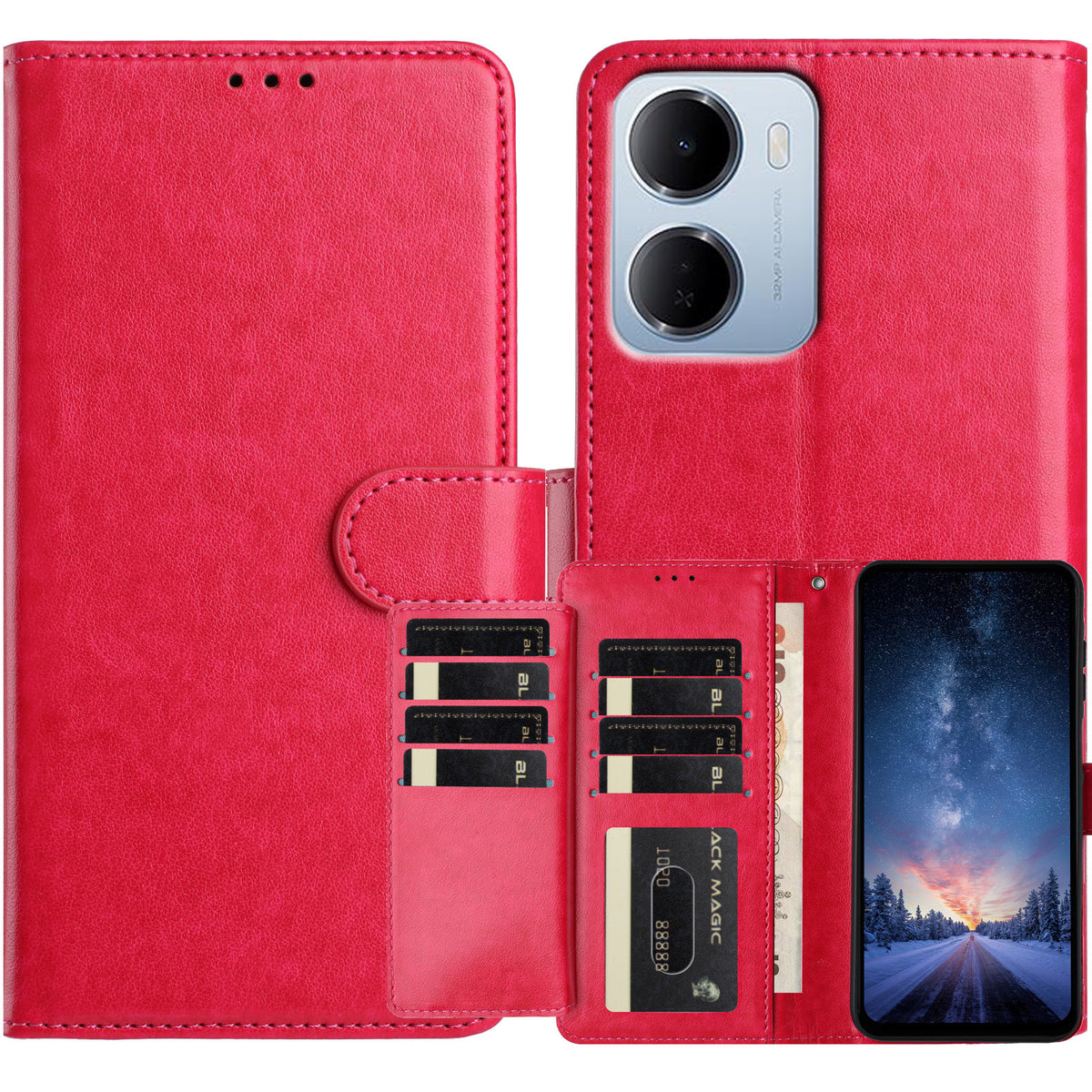 Xiaomi Redmi 15a 5G Plånboksfodral med stativ, PU-läder, fällbart skydd med 8 kortplatser