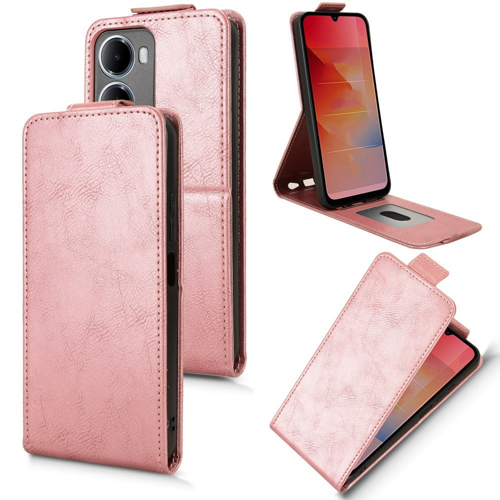 Stativfodral för Xiaomi Redmi R70 5G / Redmi 15a 5G Magnetiskt spänne Vertikalt fällbart lädermobilfodral med korthållare