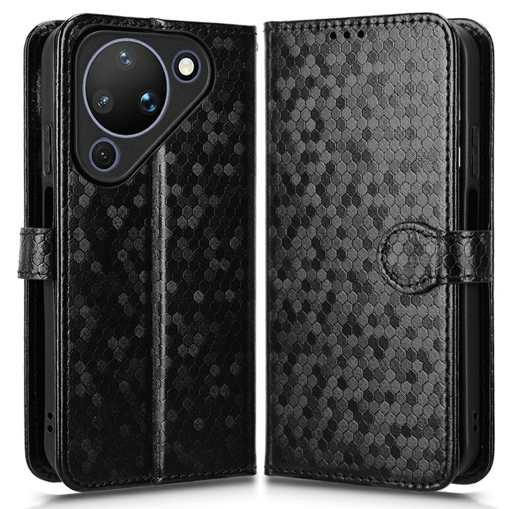 For Huawei Pura 90 Wallet Case Dot Pattern Imprint PU Leather Phone Cover with Wrist Strap