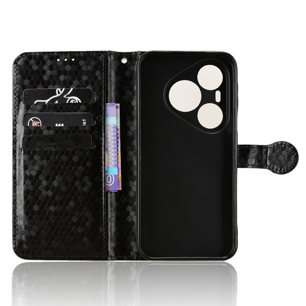 For Huawei Pura 90 Pro Max Wallet Case Dot Pattern Imprint PU Leather Phone Cover with Wrist Strap