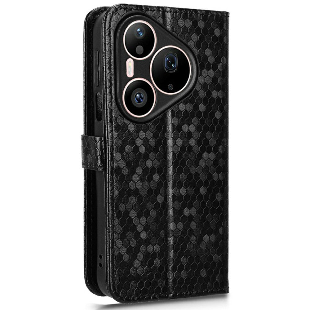 For Huawei Pura 90 Pro Max Wallet Case Dot Pattern Imprint PU Leather Phone Cover with Wrist Strap