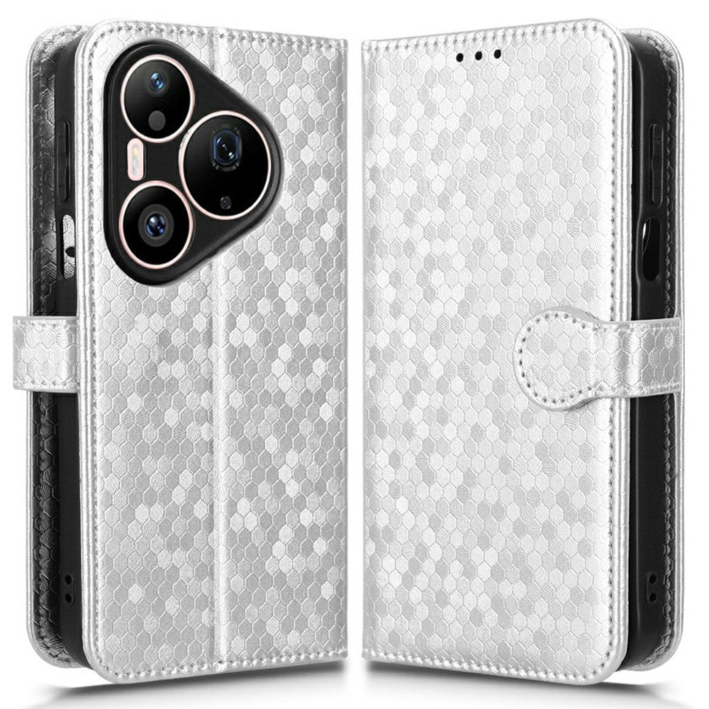 For Huawei Pura 90 Pro Max Wallet Case Dot Pattern Imprint PU Leather Phone Cover with Wrist Strap