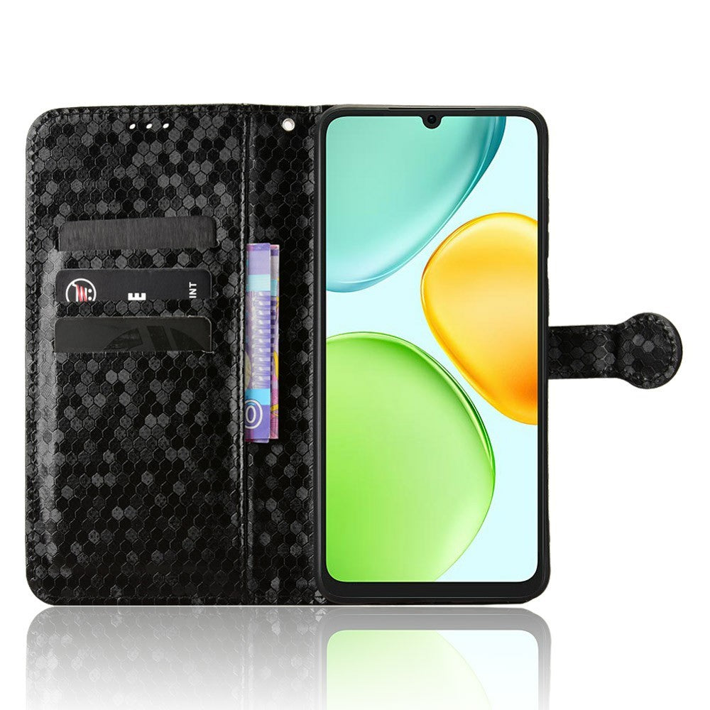Wallet Case For Honor X6d 5G  /  Play 60A 5G Dot Pattern Imprint PU Leather Phone Cover with Wrist Strap