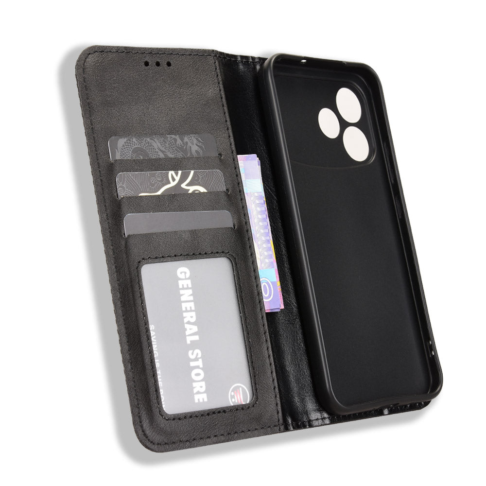 For Oppo F33 Pro 5G Leather Case Wallet Stand Retro Texture Phone Cover