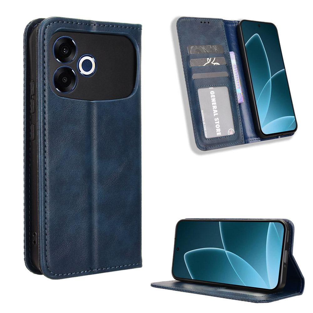 For Oppo F33 Pro 5G Leather Case Wallet Stand Retro Texture Phone Cover