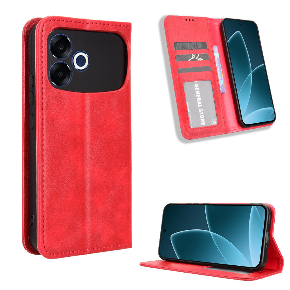 For Oppo F33 Pro 5G Leather Case Wallet Stand Retro Texture Phone Cover