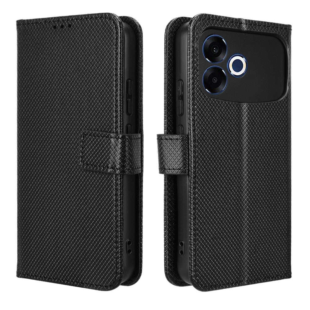 For Oppo F33 Pro 5G Leather Wallet Case with Strap Diamond Texture Phone Cover