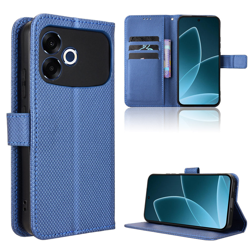 For Oppo F33 Pro 5G Leather Wallet Case with Strap Diamond Texture Phone Cover