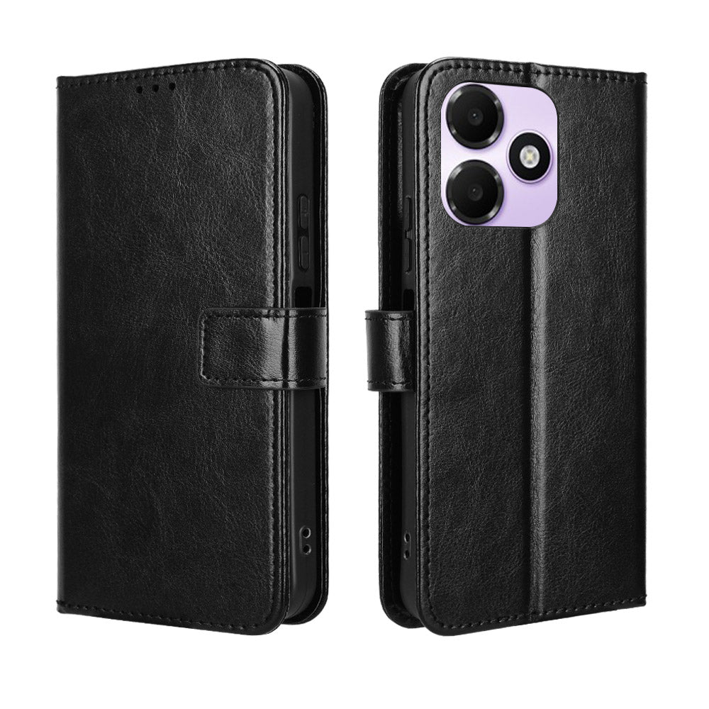 For Oppo A6t 4G / Oppo A6t 5G / Oppo A6t Pro 4G / Oppo A6x 5G (India) / Oppo A6 4G / Oppo A6 5G (Global) / Oppo A6c 4G PU Leather Case with Strap Crazy Horse Texture Phone Wallet Cover