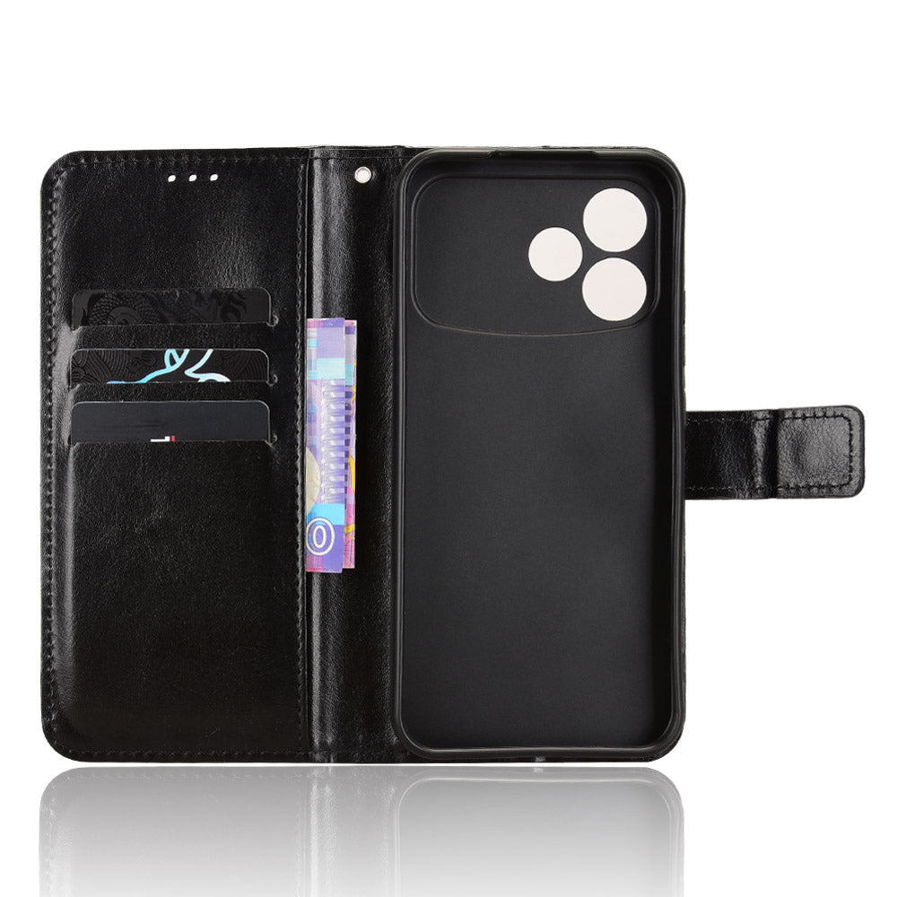 Til Oppo F33 Pro 5G PU lædercover med rem Crazy Horse tekstur telefonpungscover