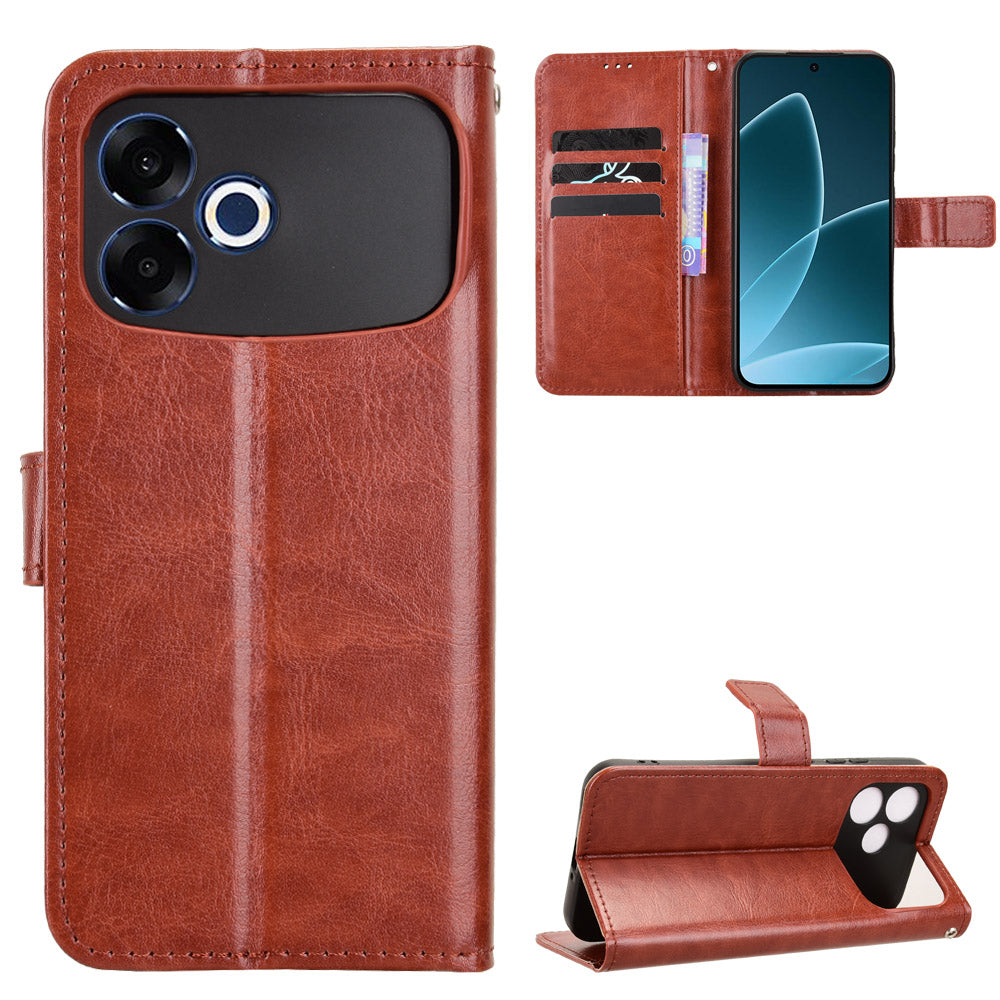 Til Oppo F33 Pro 5G PU lædercover med rem Crazy Horse tekstur telefonpungscover