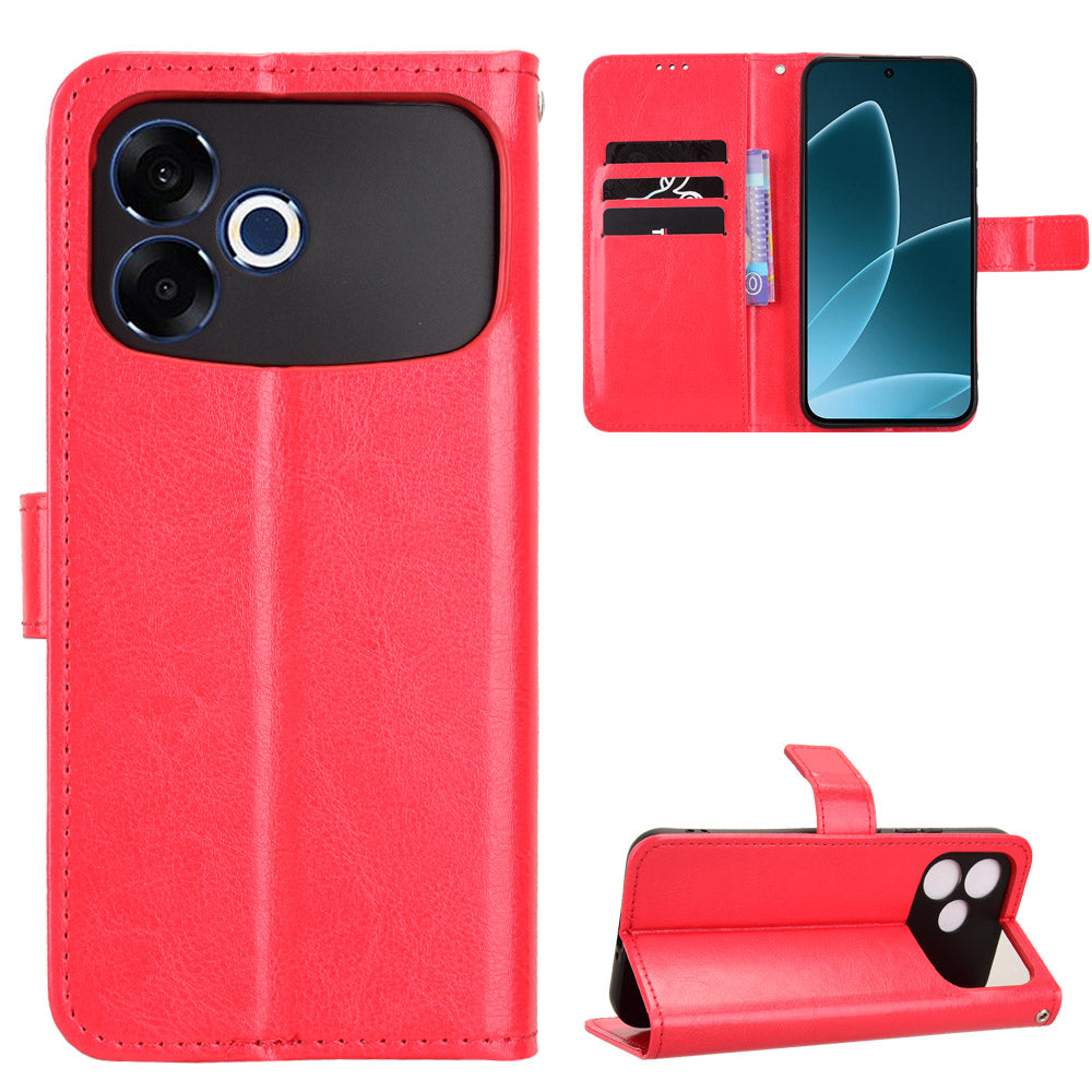Til Oppo F33 Pro 5G PU lædercover med rem Crazy Horse tekstur telefonpungscover
