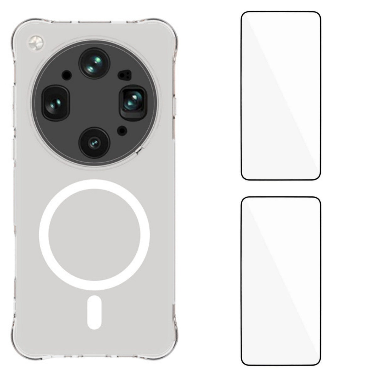 WANLONFENG for Oppo Find X9 Ultra 5G WL1 Series 2.0mm Magnetic Case Clear TPU Phone Back Cover with 2Pcs Screen Films