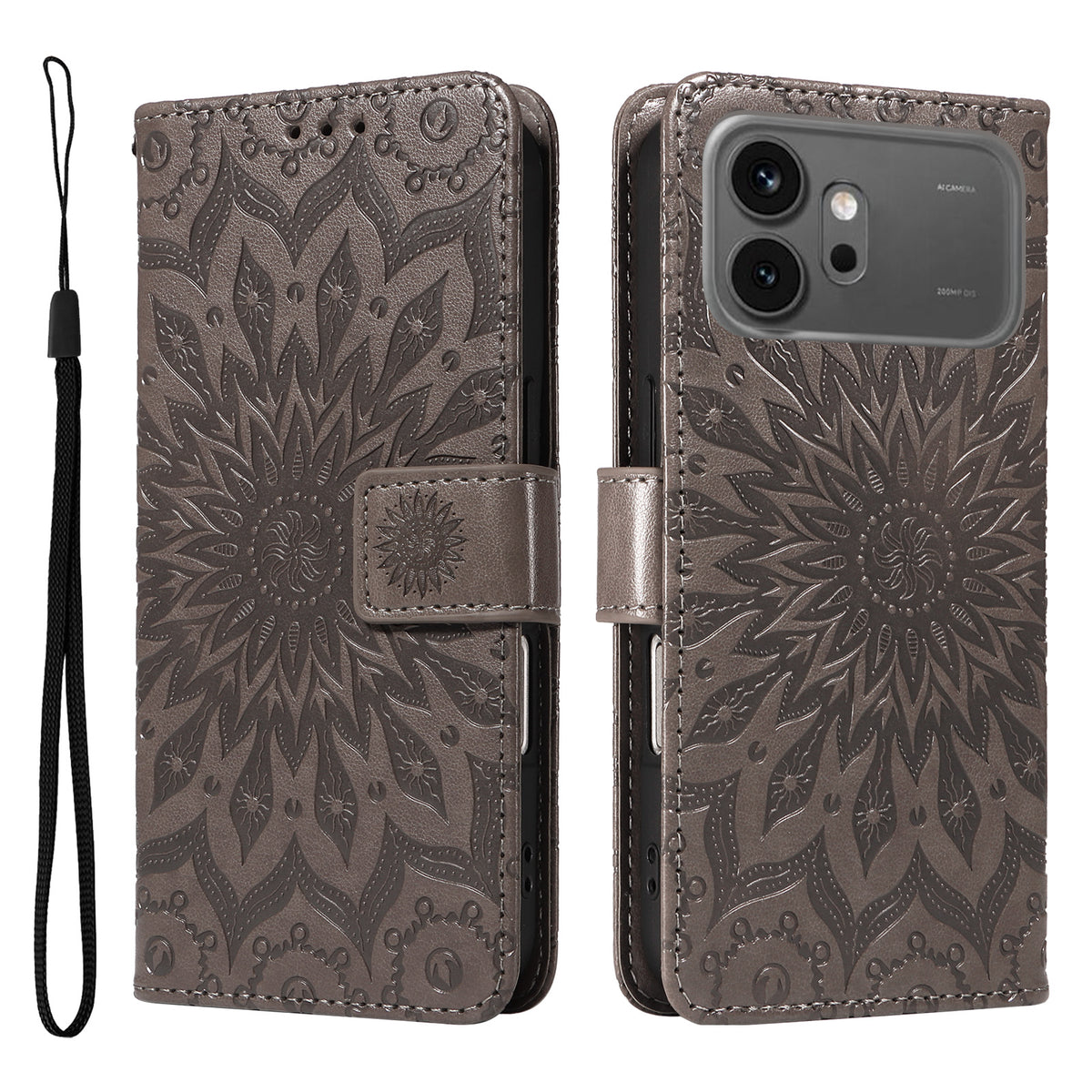 For Honor 600 Pro 5G / Honor 600 5G Leather Wallet Case Sunflower Imprinted Phone Cover