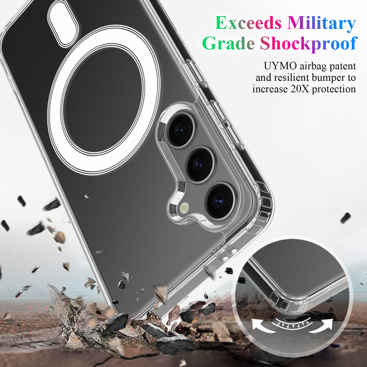 For Samsung Galaxy A27 5G Clear Phone Magnetic Case TPU + Acrylic Back Cover