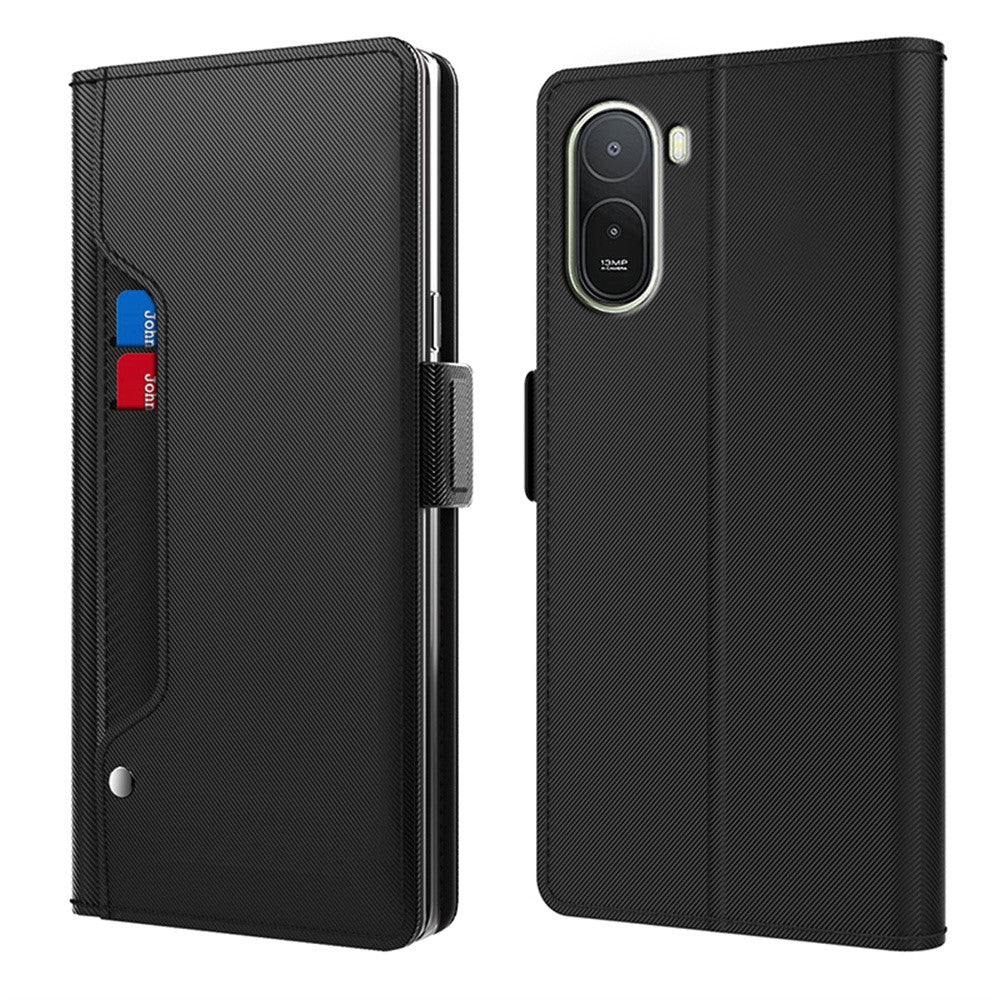 Etui til Xiaomi Poco C85x 5G / Redmi A7 Pro 4G (171.56mm) / Redmi A7 Pro 5G, magnetisk sammenfoldeligt PU+TPU-mobilcover med stativ
