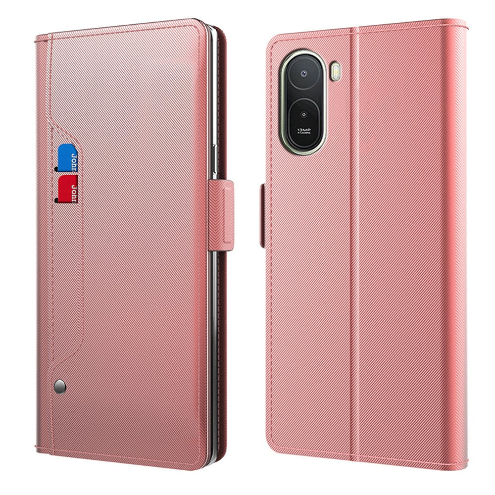 Etui til Xiaomi Poco C85x 5G / Redmi A7 Pro 4G (171.56mm) / Redmi A7 Pro 5G, magnetisk sammenfoldeligt PU+TPU-mobilcover med stativ