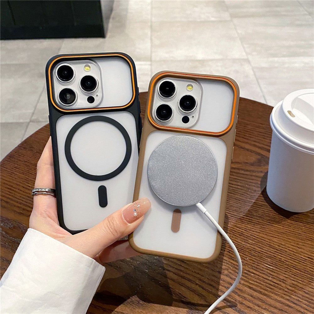 För iPhone 12 / 12 Pro Magnetfodral Stort visningsfönster TPU + PC Stötsäkert telefonfodral